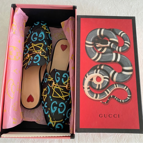 GUCCI Princetown horsebit Stars GG Slipper Mules Loafer - Picture 13 of 13